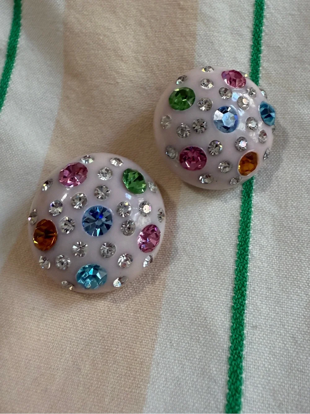 Vintage 1960s/ 70s Disco Studio 54 Colorful Rhinestone Earrings